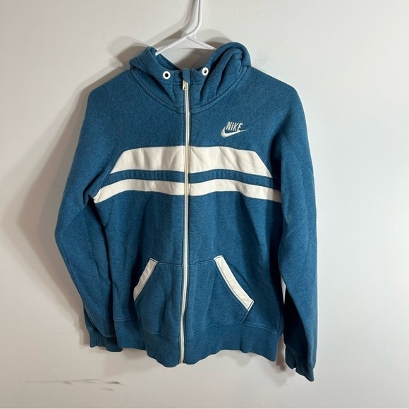 Nike Blue Full Zip Sweatshirt Large Kids Youth Hooded - Picture 1 of 6